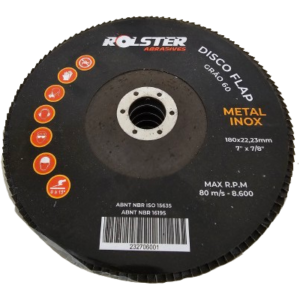 Disco Flap 7 X 7/8" (180 X 22,23mm) Grão 60 - Metal e Inox
